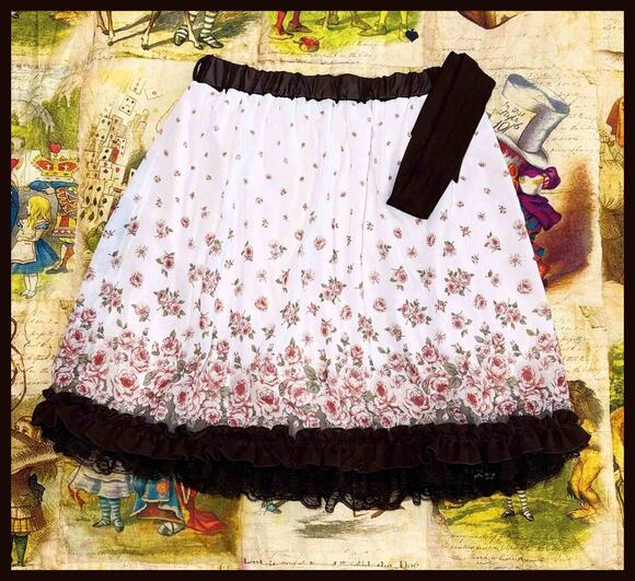 axes femme Dresses & Skirts - Axes Femme Floral Rose Frill Ruffle Ribbon Tie Skirt J Fashion Himekaji Coquette